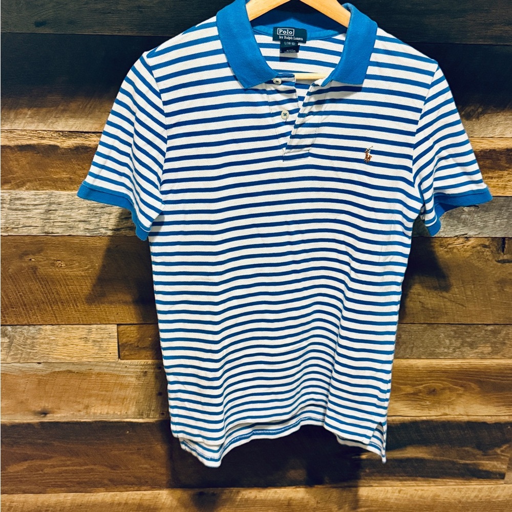 Polo by Ralph Lauren White and Blue Striped Polo Shirt